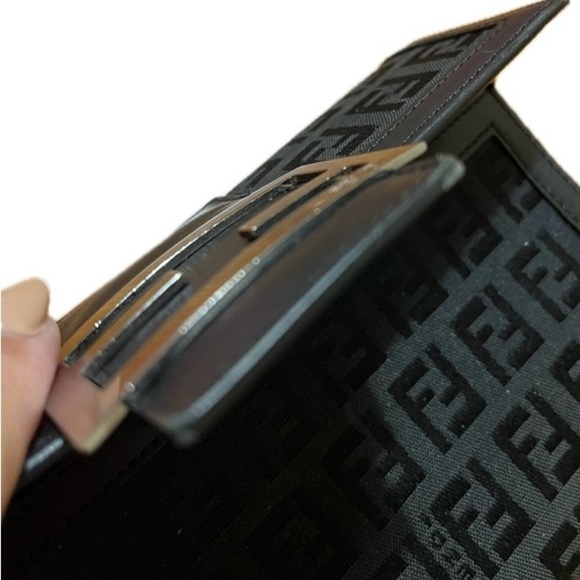 FENDI Zucchino Monogram Canvas Long Bi-Fold Wallet, Black, Vintage - Picture 8 of 15